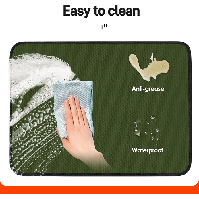 Термостійкий килимок 40 x 45 см, 1 мм - захист від нагріву для фритюрниці, вогнестійкий килимок для кухонних стільниць, масло- та водовідштовхувальний, легко миється, 1 шт. (Зелений, 30x45x0.1 см)