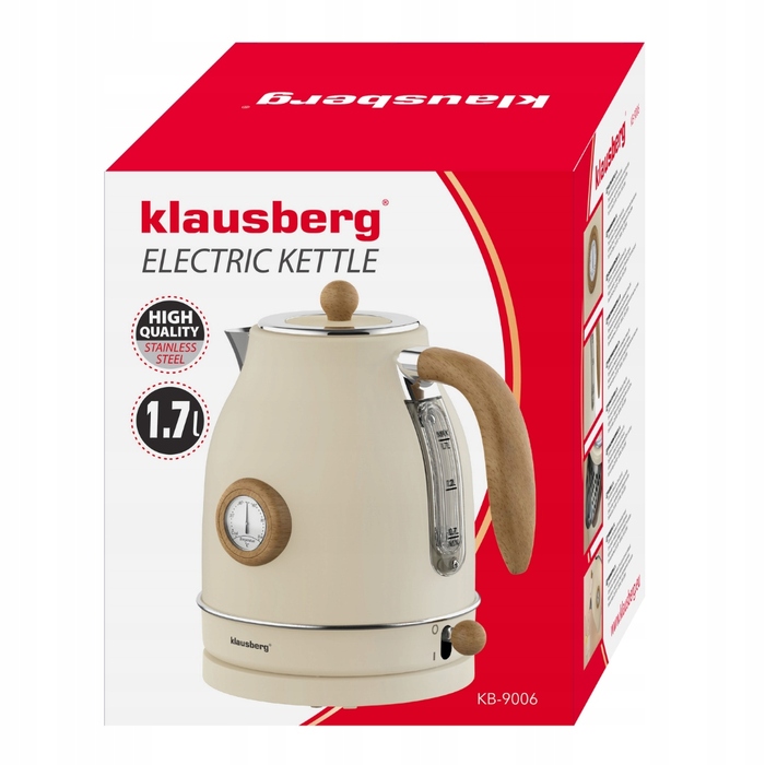 Електричний чайник Klausberg KB9006, 2200 Вт, 1,7 л, бежевий