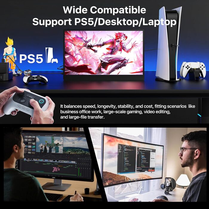 SSD 1TB NVMe PCIe 4.0 M.2 2280 для ігор та комп'ютера, швидкість до 7400 МБ/с, 3D NAND TLC, внутрішній накопичувач