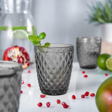 Colorful Drinking Glasses Set - Glass Set - Colored Water Glasses, Juice Glasses - Set of 6, 250 ml - Dishwasher Safe - Modern Design with Patterns