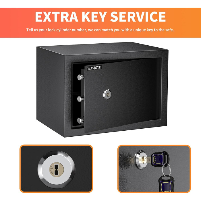 Сейф настінний Safe Tresor WASJOYE з ключем 19L для грошей, коштовностей, документів (25x35x25 см)