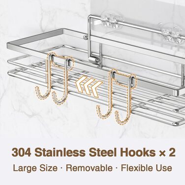 Підставка для душу без свердління 2 шт. з нержавіючої сталі SUS304, полиця для ванної кімнати, клейка