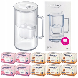 Скляний фільтр-кувшин Aquaphor Glass, білий + 10 фільтрів Maxfor (4Mg+6H)