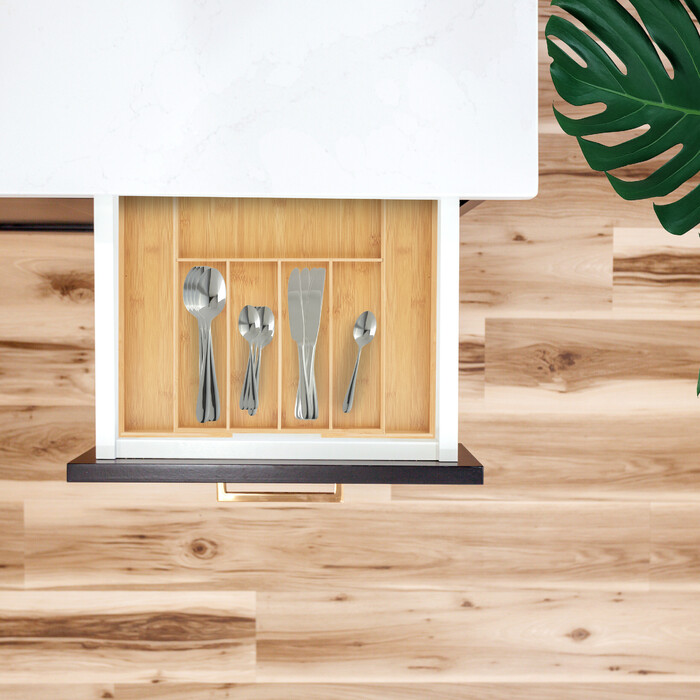 Relaxdays Extendable Bamboo Cutlery Box