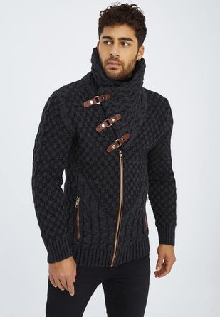 Чоловічий кардиган Leif Nelson з блискавкою, Regular Fit, антрацит/чорний, 3XL