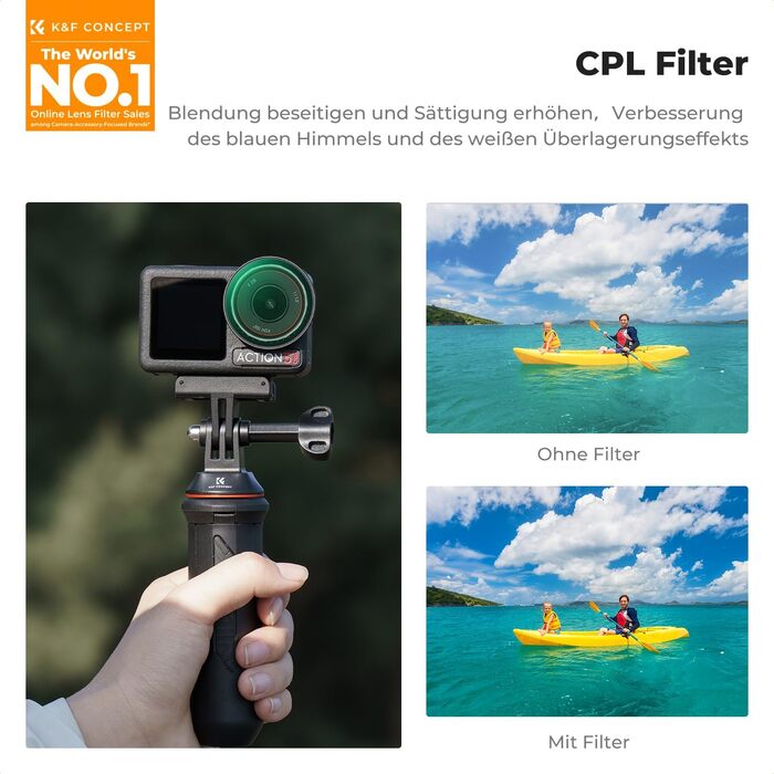 Набір фільтрів K&F Concept ND для DJI Osmo Action 4/5 PRO: ND8, ND16, ND32, ND64 + поляризаційний фільтр (CPL)