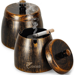 Набір попільничок для вулиці 2 шт. Edestah Retro з кришкою для дому та вулиці, попільничка-вітрозахист з неслизьким дном для саду, бару та балкону