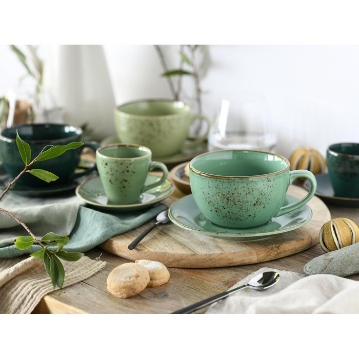 Набір посуду CreaTable Serie Nature Collection 8 предметів для 4 осіб, капучіно, кераміка, для мікрохвильовки та посудомийної машини