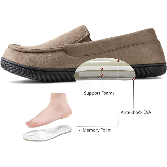 Чоловічі домашні тапочки RockDove Alexander з дихаючим фланелевим підкладкою та неслизькою підошвою з піни (44 EU, Мокка)