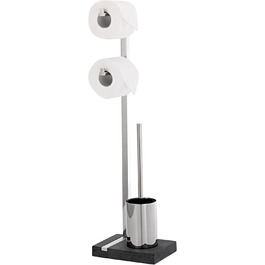 blomus -MENOTO- Stand WC-Garnitur (Toilet Butler) made of polished stainless steel, freestanding, holds 2 toilet rolls, exclusive design, bathroom accessory (H/W/D: 71 x 20 x 15 cm, polished stainless steel, 68663)