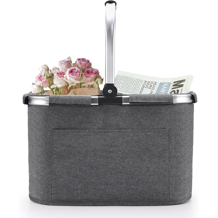 30L Family Shopping Bag Shopping Basket Foldable Carrying Basket Large Picnic Basket Folding Basket Travel Bag Practical Shopping Basket with Padded Handles - ideal for Travel/Picnic/Shopping/Gift