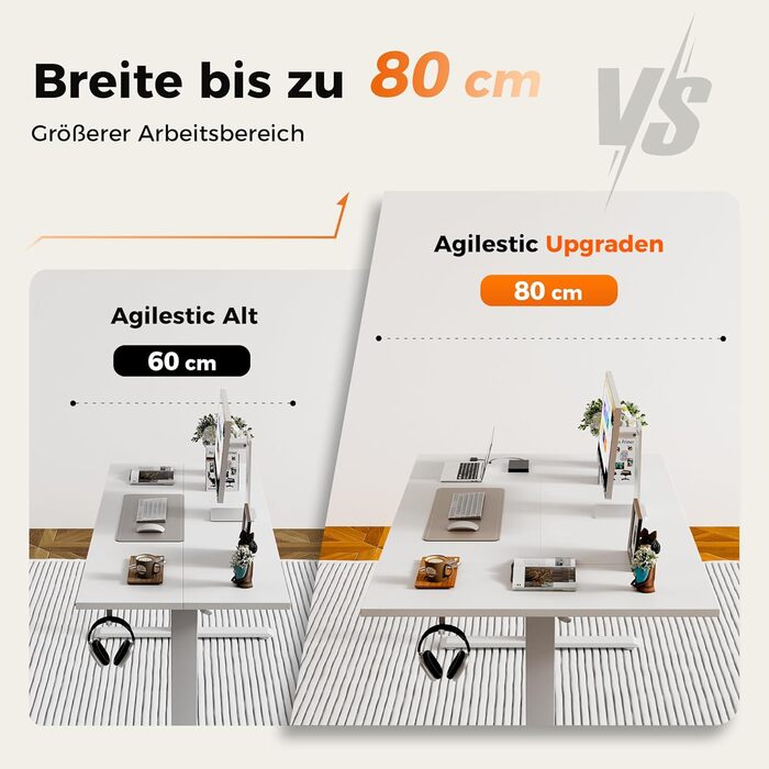 Електричний стіл Agilestic з регулюванням висоти 180x80 см, білий. Зручний комп'ютерний стіл з пам'яттю, ергономічний, стабільний