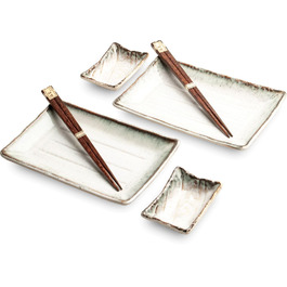 Набір суші SHIRO з білого порцеляну: 2 тарілки, 2 соусники, палочки, виготовлено в Японії