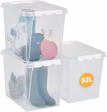 SmartStore - 4x Storage Box with Lid Classic 8L (34x25x16cm) | Stackable Box with Lid | Food-Safe Plastic Box | Plastic Box with Lid & Reinforced Corners | 10 Year Warranty (52 L)