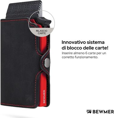 Гаманець-кардхолдер BEWMER з RFID-захистом, карбоновим затискачем для грошей та кишенею на блискавці (Чорний/Червоний)