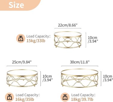 NUPTIO Тортниця кругла: металева підставка для тортів та тістечок 30 см з акриловою платформою для весілля, дня народження, дитячого свята, декорування