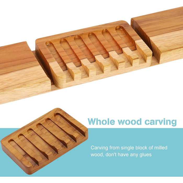 Дерев'яна мильниця з тику (HTB) з водоспадним дизайном для ванної, кухні та туалету, 1 шт.