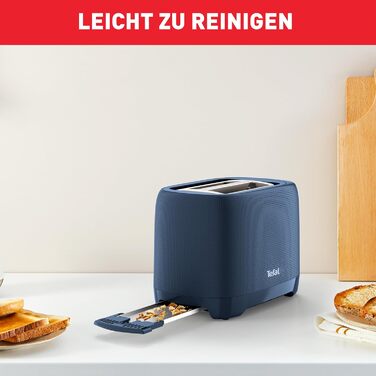 Tefal TT2M14 Morning Toaster | Two-Slot | Elegant Design | Bun Warmer | 7 Browning Levels | Extra-Wide Slots | Stop Function | Wanted Blue