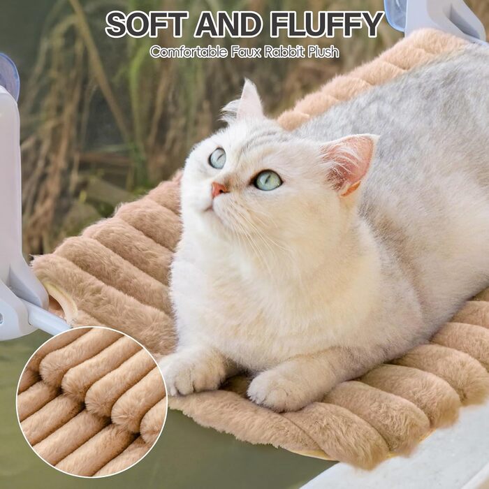 Кішка лежанка на вікно MEWOOFUN - розкладна, знімний чохол, сталевий каркас, до 18 кг