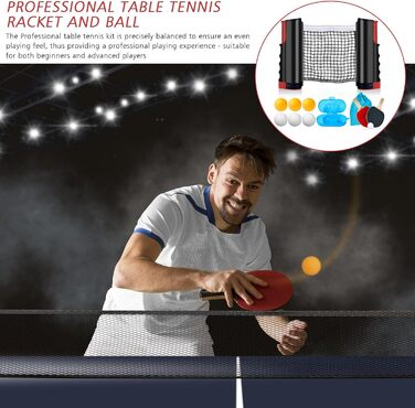 Набір для настільного тенісу: сітка, 2 ракетки, 6 м'ячів, коробка для м'ячів, сумка для зберігання. Професійний спортивний набір для гри в приміщенні та на вулиці