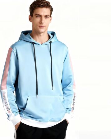 Чоловічий світшот з капюшоном Kenaijing, бавовна, блакитний, розмір L