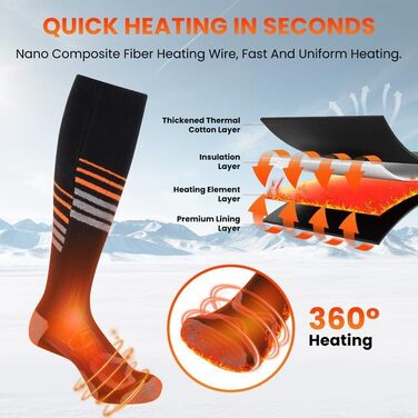 Електричні гріючі шкарпетки SOPPY, унісекс, 6000mAh, для катання на лижах, піших прогулянок, активного відпочинку, чорні