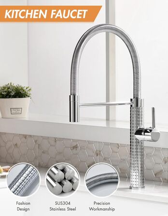 Висувна кухонна змішувач TIMACO з нержавіючої сталі, 360° поворот, одноручний, для кухонної мийки (хром)