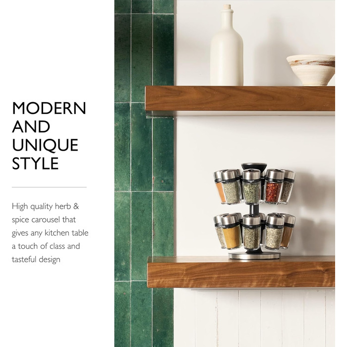 Карусель для спецій та трав Cole & Mason H121808U, 16 відділень, чорний пластик/нержавіюча сталь