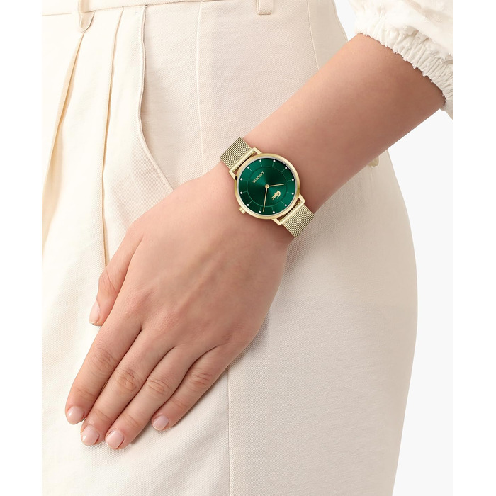 Годинник Lacoste Analog Crocorigin для жінок, золотий/зелений, з браслетом з нержавіючої сталі