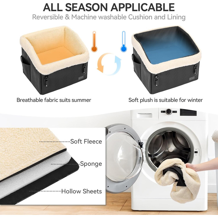 Автокрісло для собак PETSFIT, чорне, для маленьких собак, з патентованими застібками, знімний та пральний плюшевий чохол