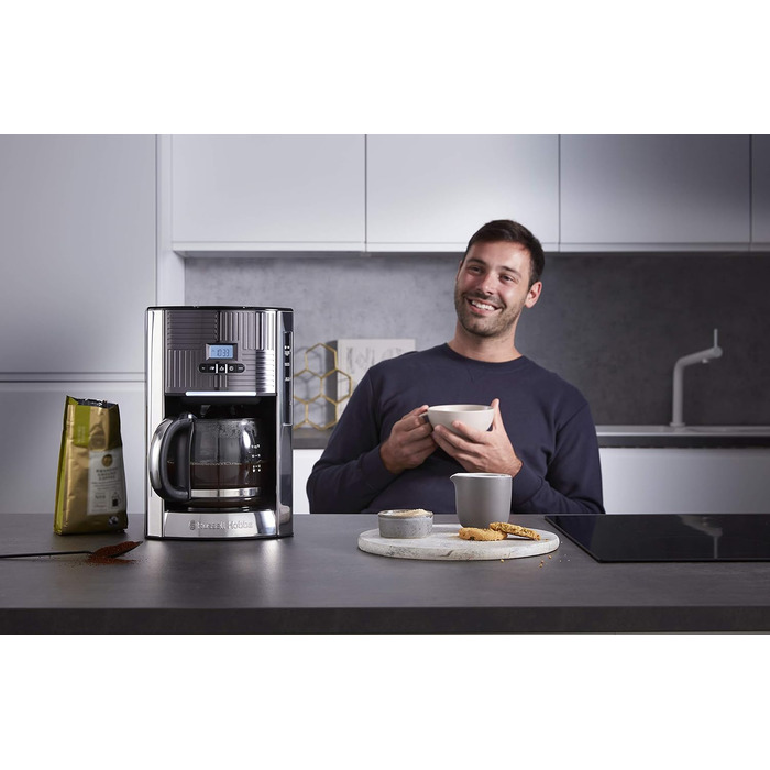 Тостер Russell Hobbs Geo з нержавіючої сталі сірого кольору (2 слоти, для тостів та бурітців, 6 рівнів підсмажування, функція розморожування та підігріву, швидка технологія підсмажування, 1640W) 25250-56