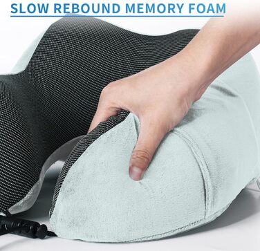 Подушка для шиї SOMLAW (2 шт.) з memory foam, ергономічна, для подорожей, літака, авто, офісу, з маскою для сну та берушами (сіро-білий)
