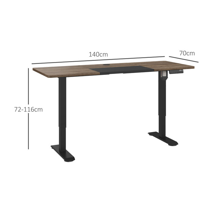 Vinsetto Electric Standing Desk Frame with Motor, Computer Desk, Height Adjustable, Standing Desk, Natural+Black, 140x70x72-116cm | Aosom