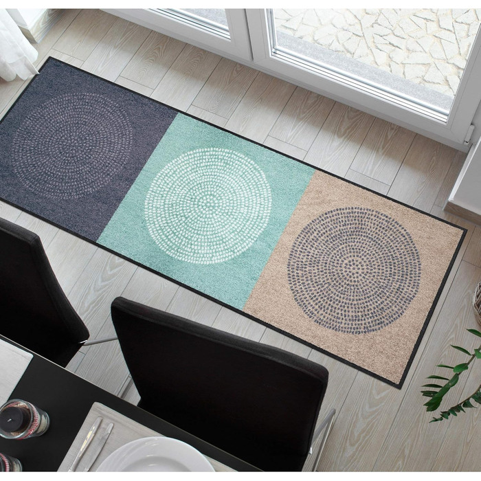 Килимок для входу Salonloewe Nestor 50x75 см, сіро-м'ятний, прямокутний, миючий
