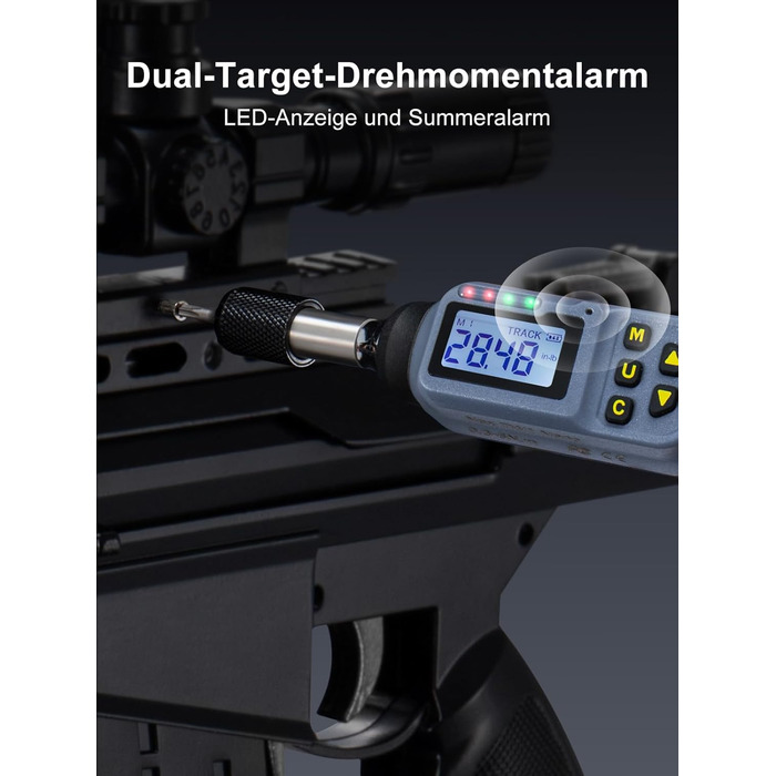 Цифровий динамометричний викрут GROWNEER 2.66-53.1 In-lbs/0.3-6 Nm з LED-дисплеєм та звуковим сигналом, 1/4'' Drive, 27 в 1