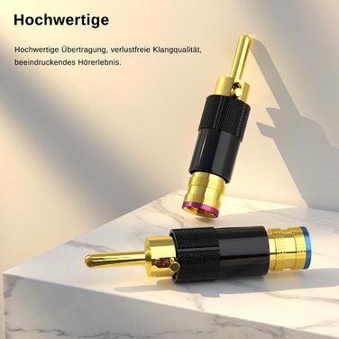 Комплект позолочених бананових роз'ємів Monosaudio (8 шт.) для акустичних кабелів, домашнього кінотеатру та AV-ресиверів, модель BA1410