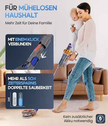 Насадка для миття підлоги для пилососів Dyson V7/V8/V10/V11/V15/Gen5, аксесуар Dyson, електричний мийник підлоги з баком для води, резервуар для води та 8 змінних мопів