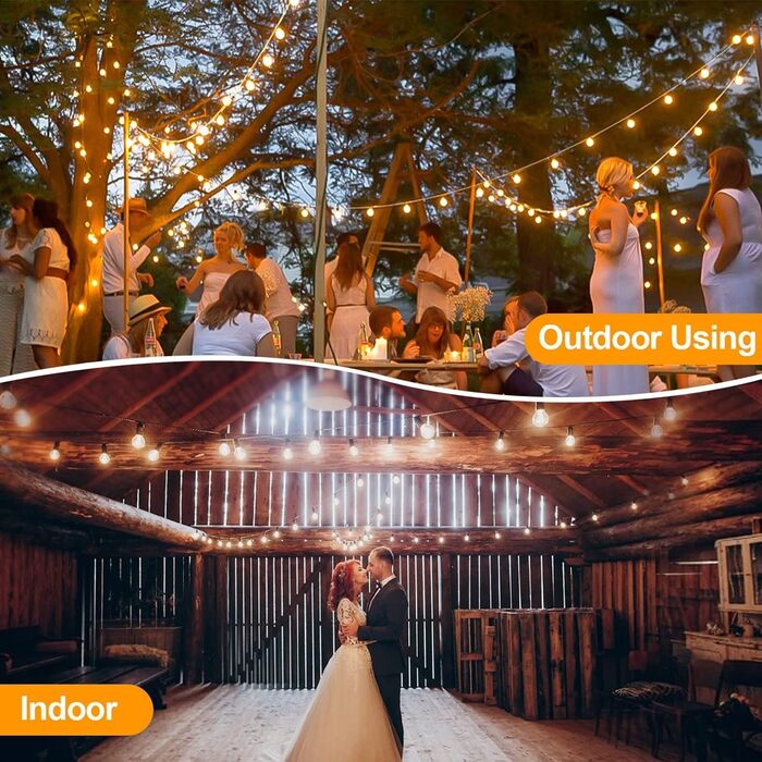 LED ліхтарна гірлянда для вулиці, диммер, 30м, 60 лампочок G40, таймер, IP44, вологостійка, для балкона, саду, вечірки, тераси