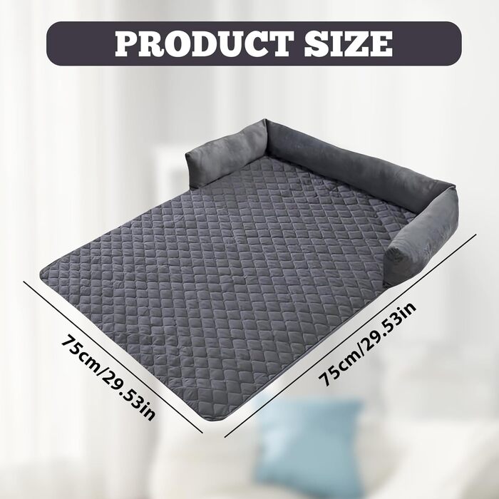 М'яке ліжко для собак, захист дивану, лежанка для собак, плюшеве ліжко, килимок для собак, тепле ліжко для великих, середніх та маленьких собак 75х75 см