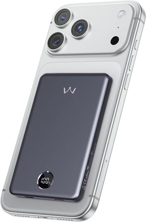 iWALK Powerbank MagSafe 5000mAh з LED-дисплеєм (Сірий) - Бездротова зарядка для iPhone 17/16/15/14/13/12