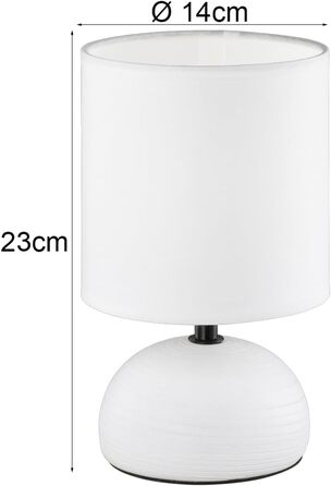 Торшер Reality Leuchten Luci R50351035: керамічний цоколь, тканинний абажур бежевого кольору, патрон E14