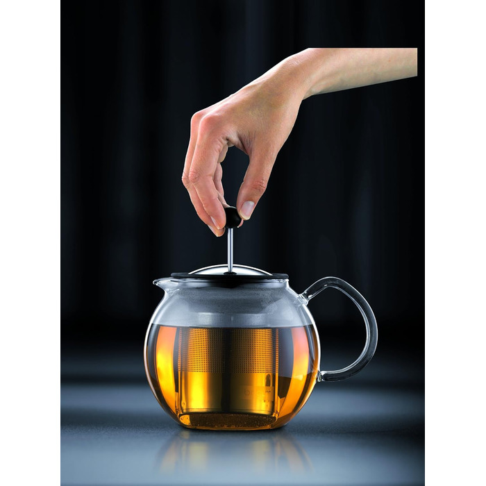 Bodum 1802-16 Assam: Френч-прес для чаю, 1,5 л, нержавіюча сталь, скло
