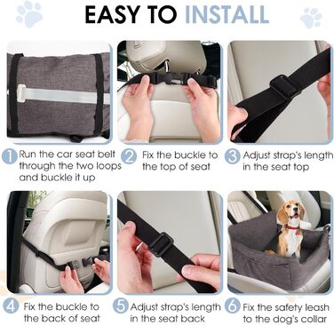 Автомобільний лежак для собак, 54x52x35 см - зручний лежак для собак у машину, сірий. Знімний, можна прати. З кишенями для зберігання.