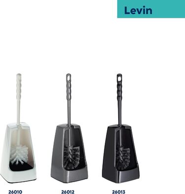 Набір для чищення унітазу Levin, щітка з контейнером, 38 см, темно-сірий