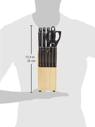 Amazon Basics Premium Knife Block Set - 9 Piece Black Kitchen Knife Set