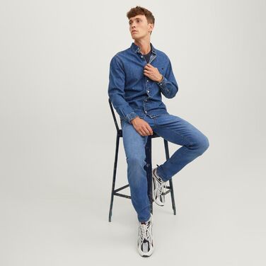 Джинси чоловічі JACK & JONES Jjiglenn Original Ge 006, сині, 28W 30L