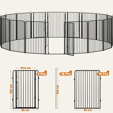 Вольєр для цуценят Yaheetech 18-частинний, металевий, 100 см, для квартири та саду