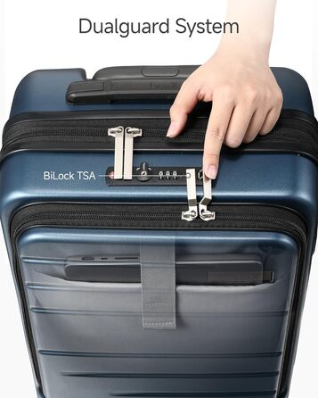 Чемодан-валіза LUGGEX на руці з відділенням для ноутбука – Розширюваний жорсткий кейс з полікарбонату з TSA-замком (56×38×24 см) (Блакитний)