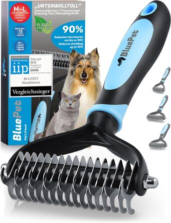 Буршлюк для собак та котів з довгим хутром BluePet: щітка та гребінець для видалення підшерстя та ковтунів | Захист верхнього шару шерсті