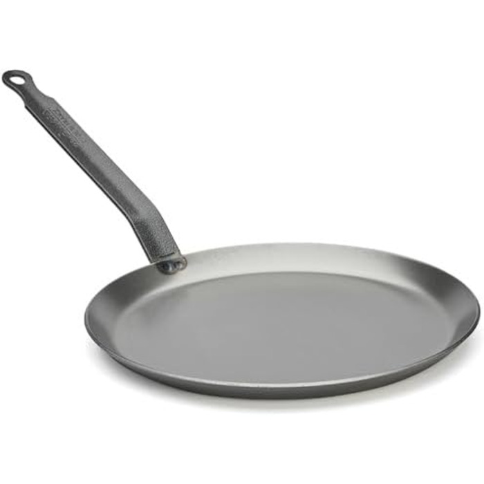 Млинцева пательня de Buyer Carbone Plus 24 см, важка, з вуглецевої сталі, срібляста